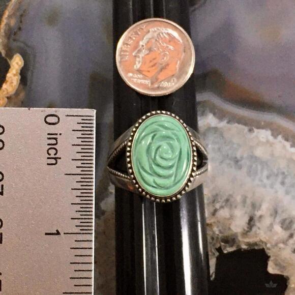 Carolyn Pollack Southwestern Style Sterling Silver Carved Turquoise Flower Ring - Picture 9 of 10